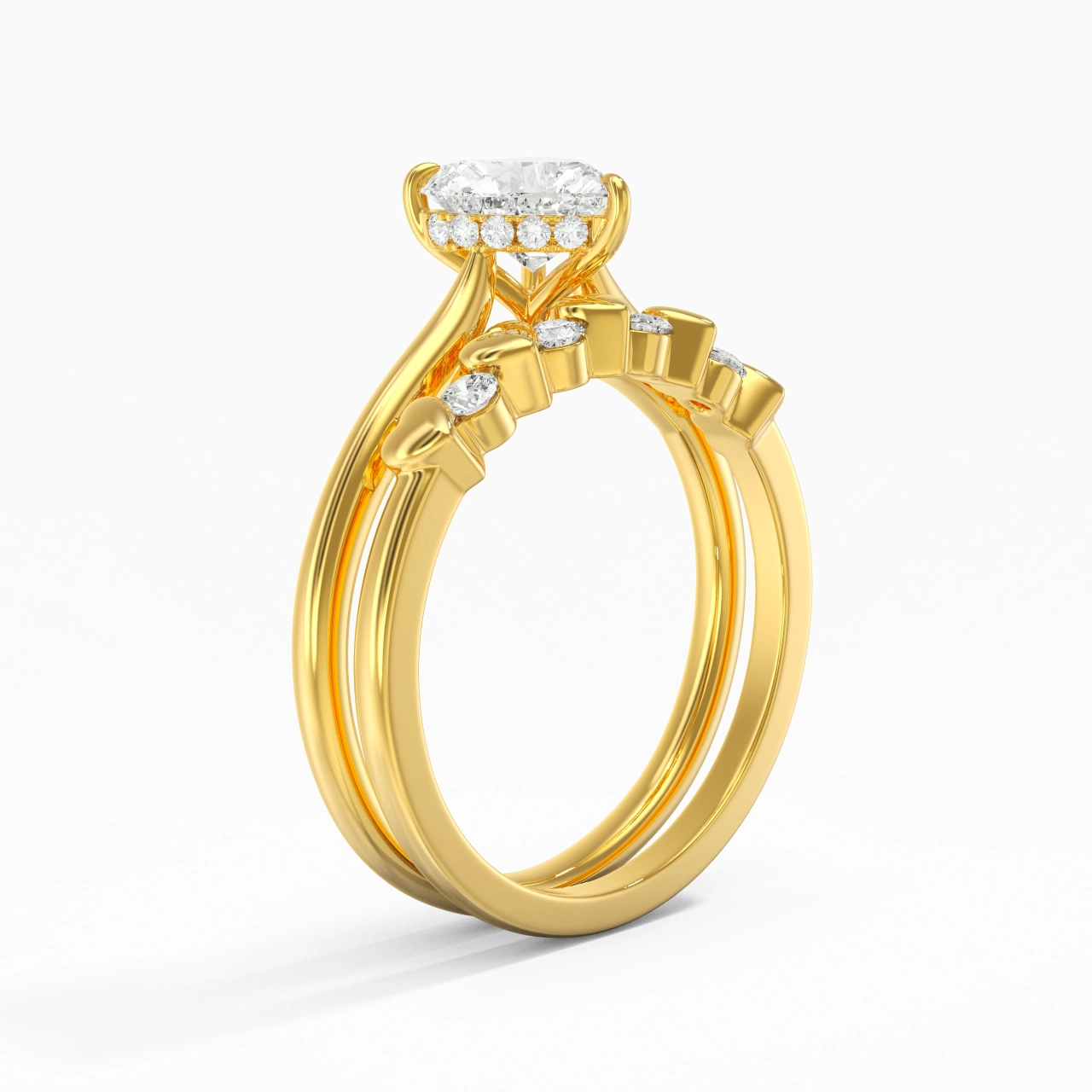 Delicate Heart 1.00ct Moissanite Wedding Ring Set