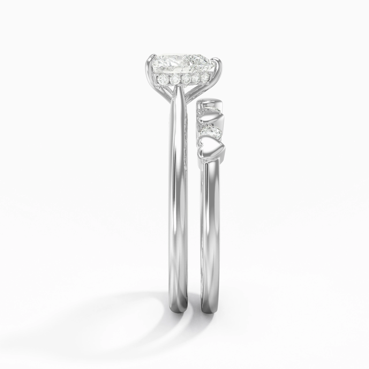 Delicate Heart 1.00ct Moissanite Wedding Ring Set