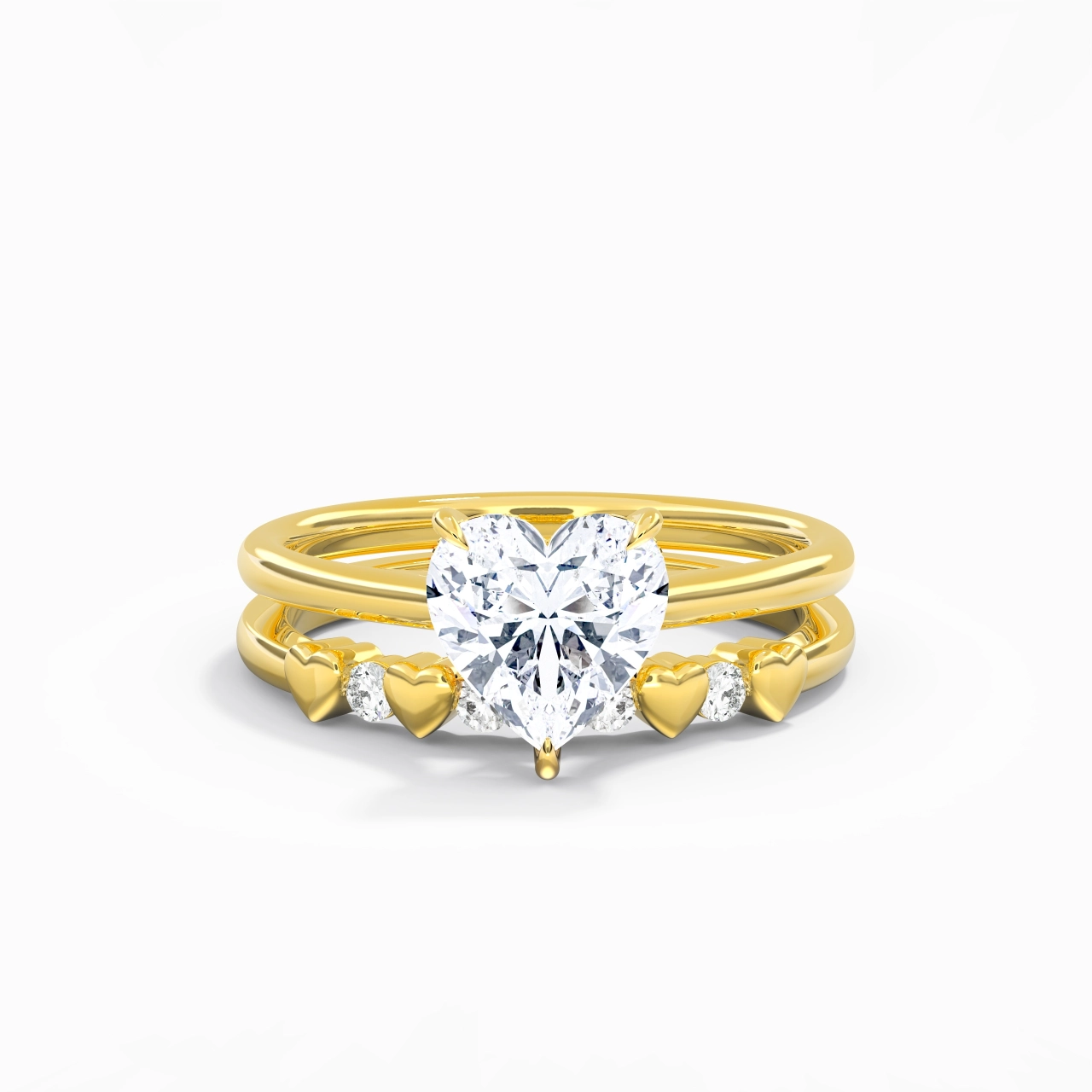 Delicate Heart 2.00ct Moissanite Wedding Ring Set