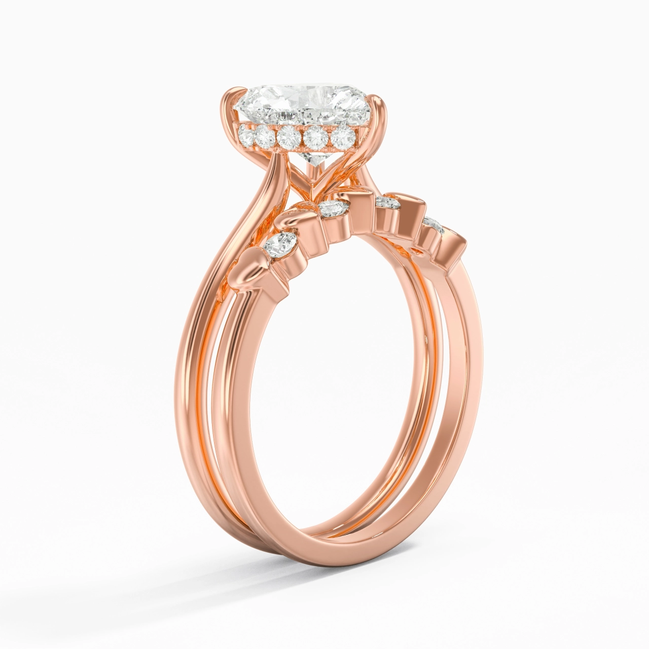 Delicate Heart 2.00ct Moissanite Wedding Ring Set