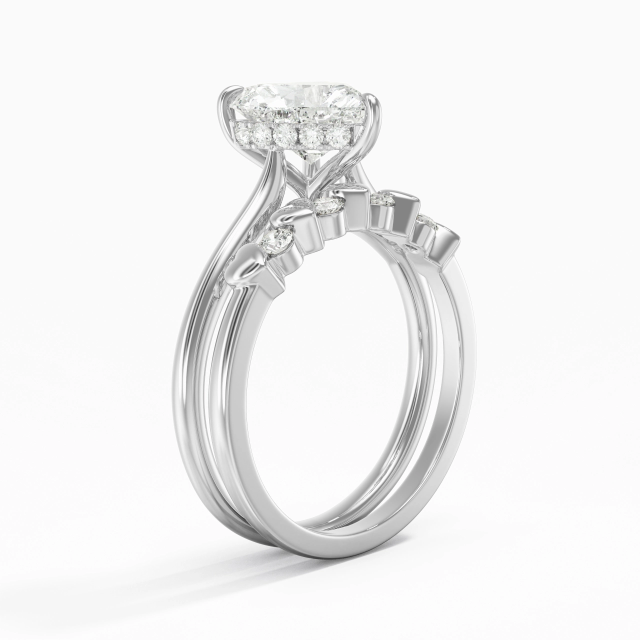Delicate Heart 2.00ct Moissanite Wedding Ring Set