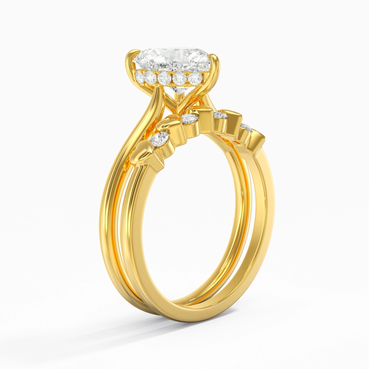 Delicate Heart 2.00ct Moissanite Wedding Ring Set