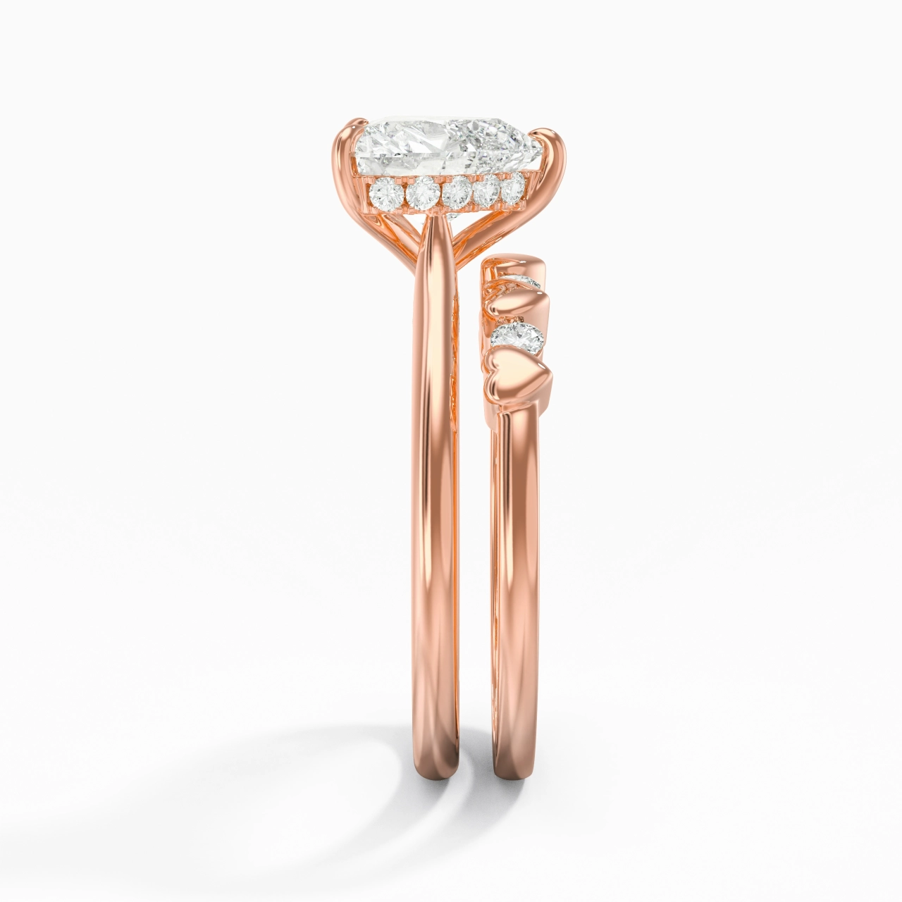 Delicate Heart 2.00ct Moissanite Wedding Ring Set