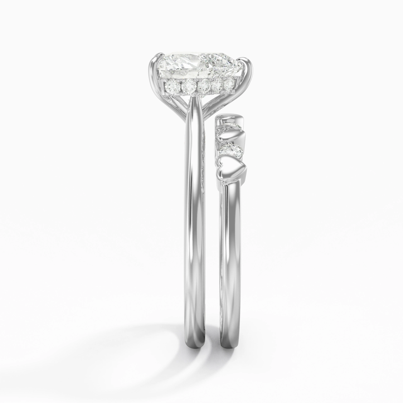 Delicate Heart 2.00ct Moissanite Wedding Ring Set