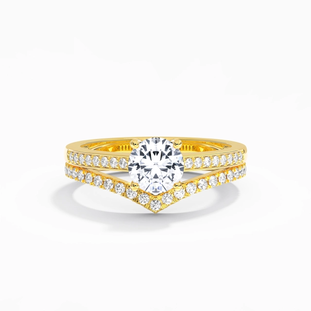 Classic Cathedral Wedding Ring Set Women White Round