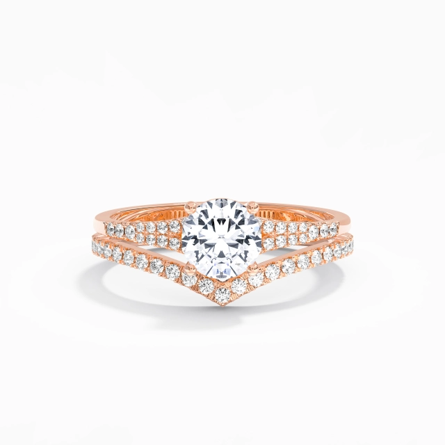 Split Shank Luxury Pavé Bridal Set Moissanite 1.00ct Round 925 Sterling Silver