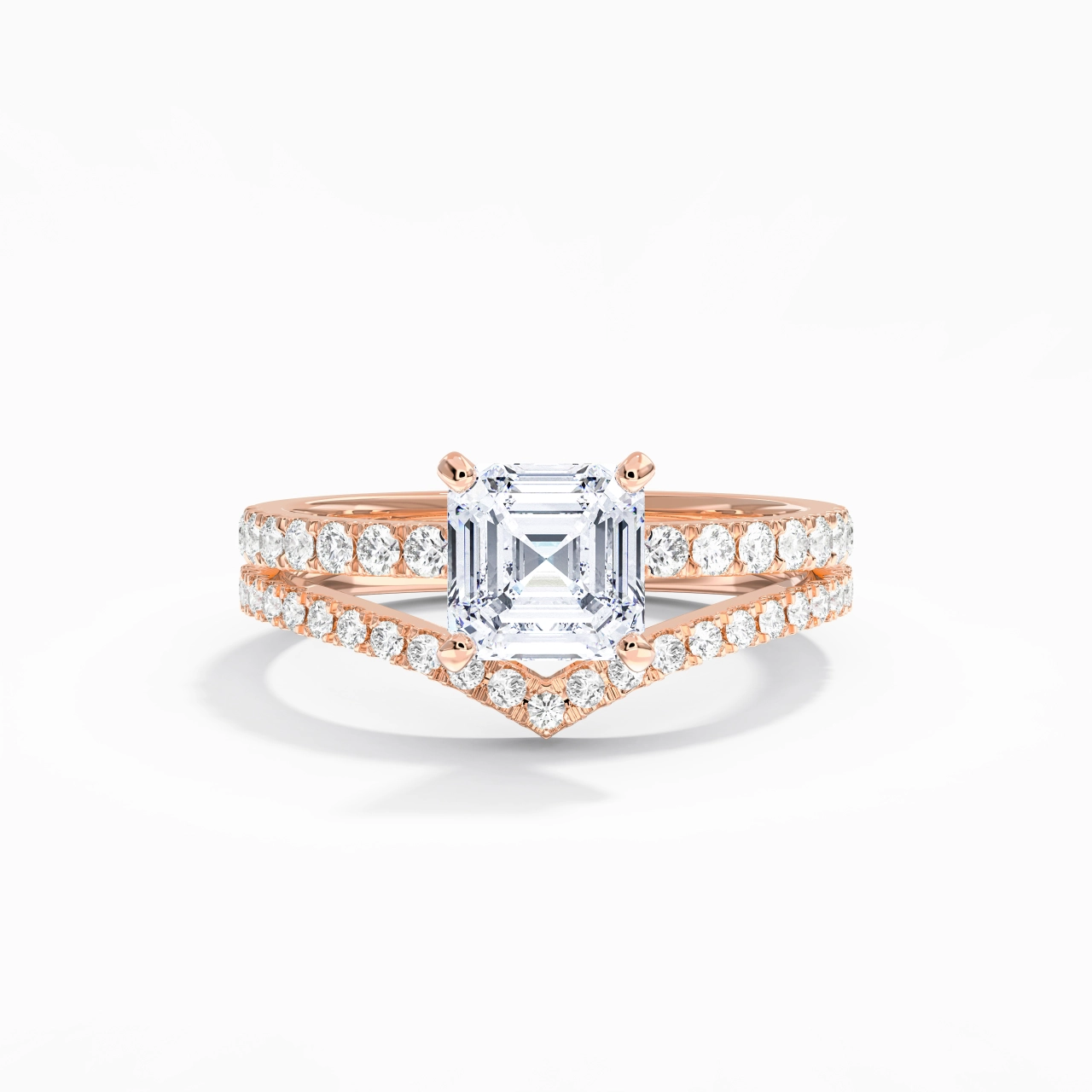 18K Rose Gold Plated Dainty Wedding Ring Set