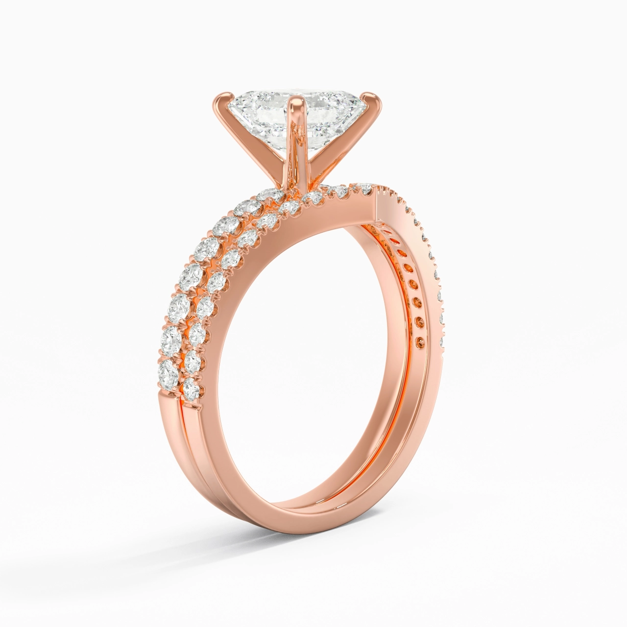 18K Rose Gold Plated Dainty Wedding Ring Set