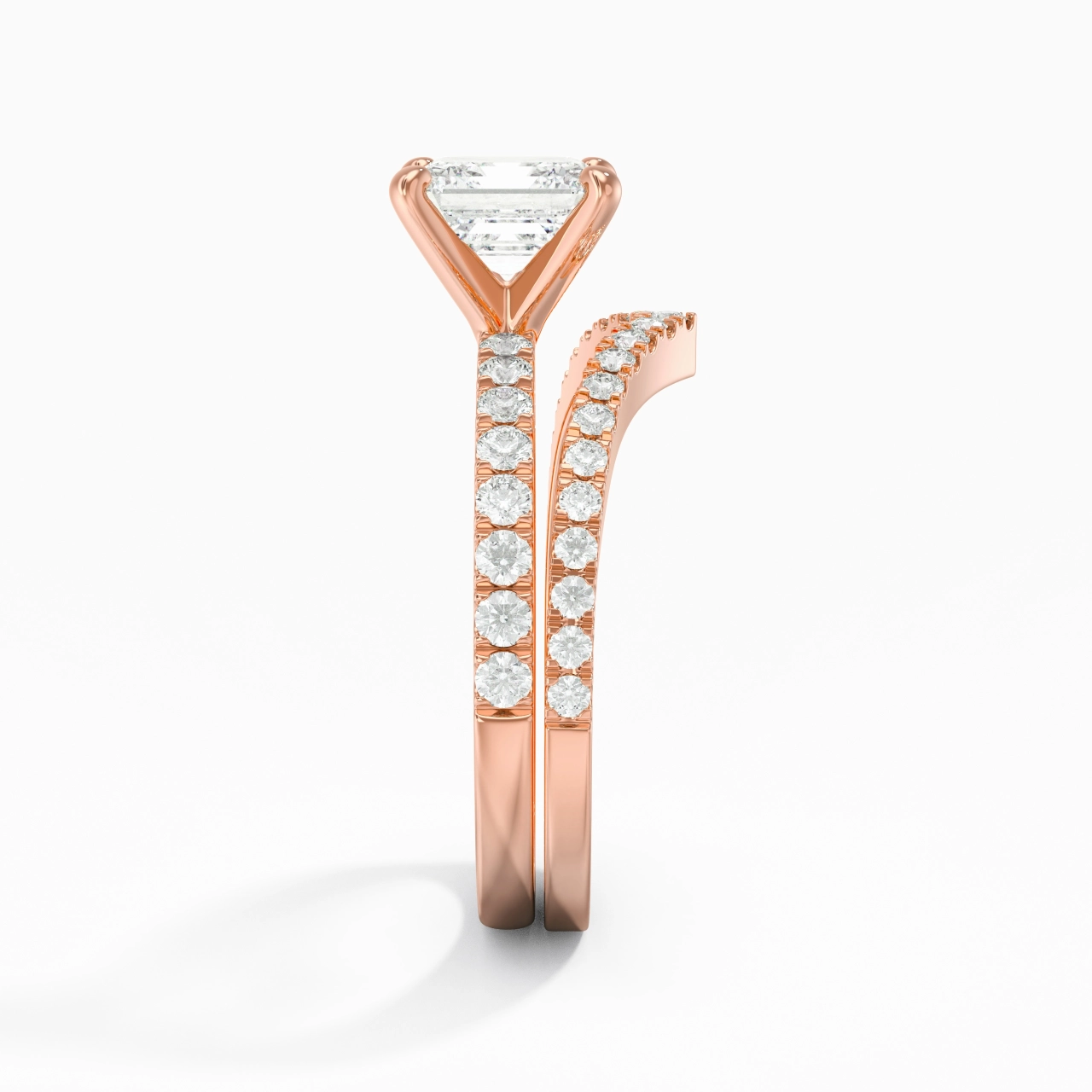 18K Rose Gold Plated Dainty Wedding Ring Set