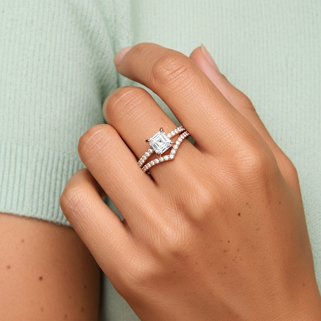 Or rose 18 carats Plaqué Délicat Ensemble d'alliances