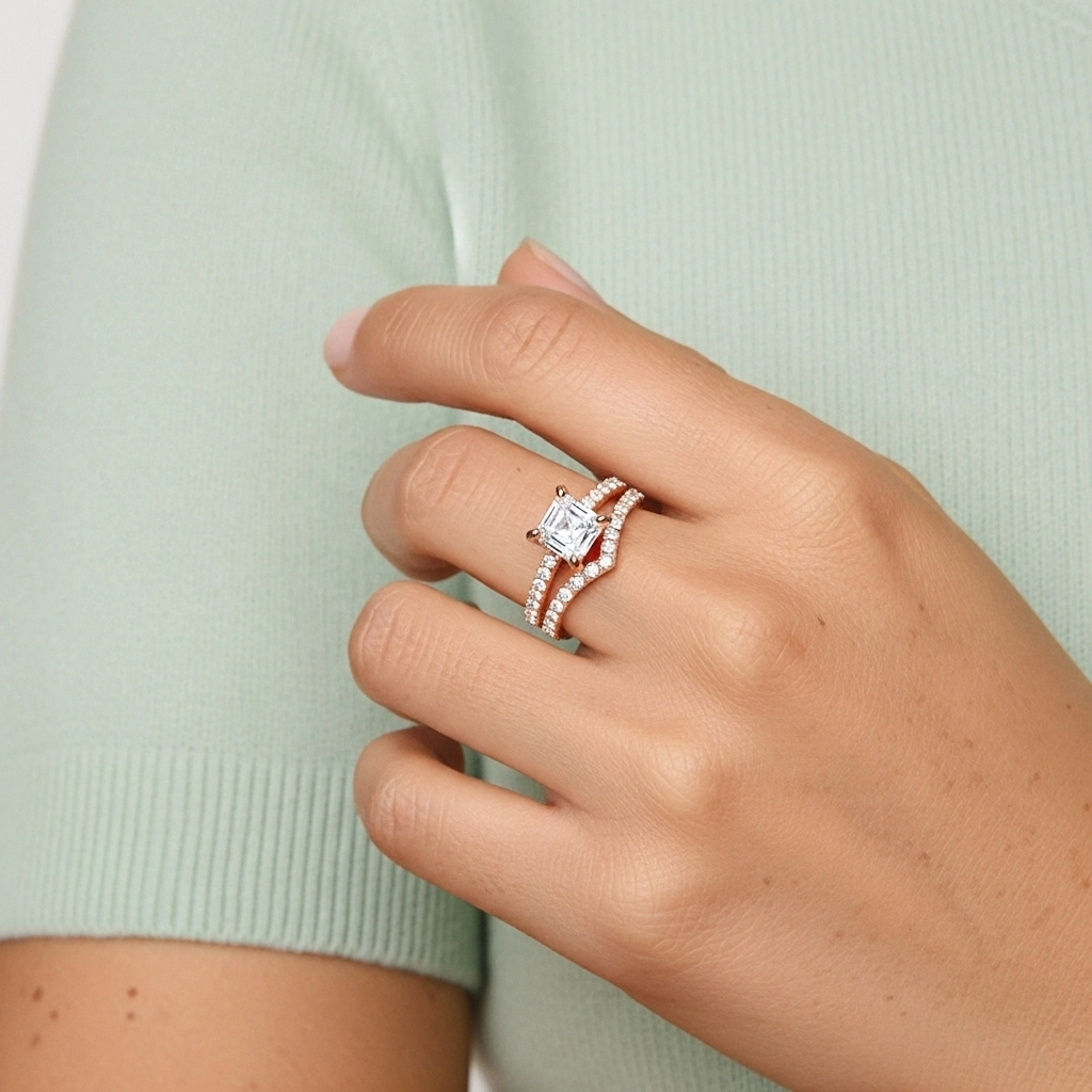 Or rose 18 carats Plaqué Délicat Ensemble d'alliances