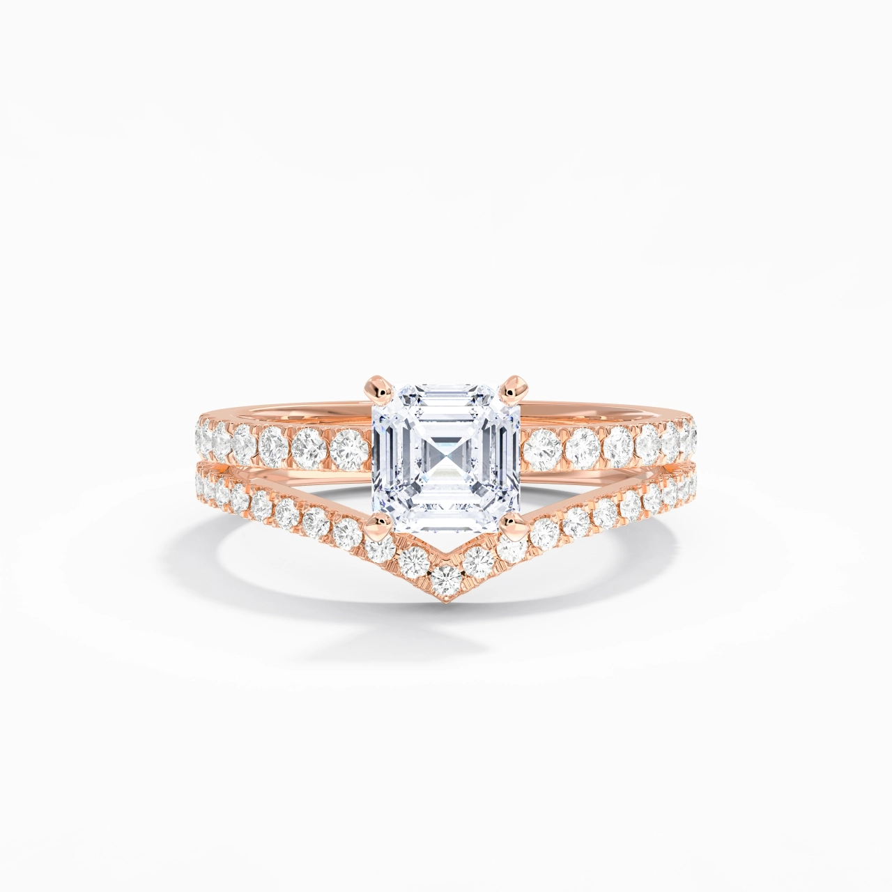 18K Rose Gold Plated Dainty Wedding Ring Set