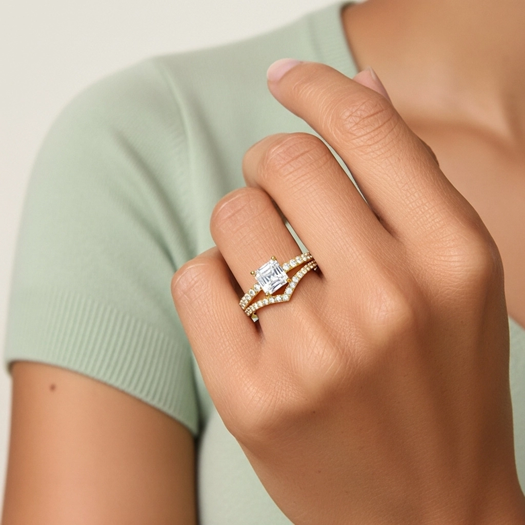 Plated Dainty Wedding Ring Set