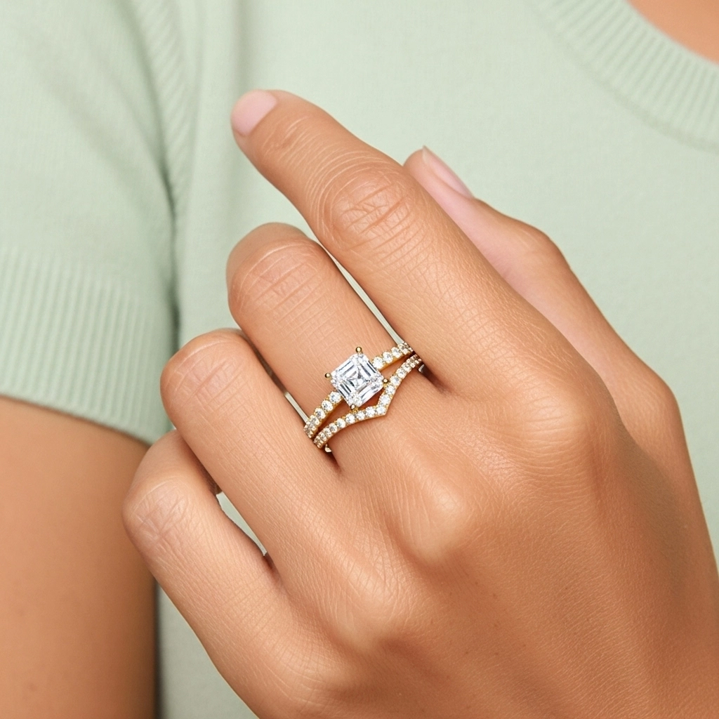 Plated Dainty Wedding Ring Set