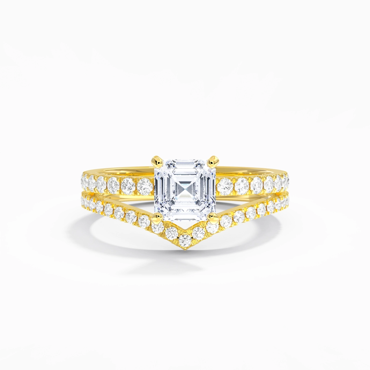 18K Yellow Gold Plated Dainty Wedding Ring Set