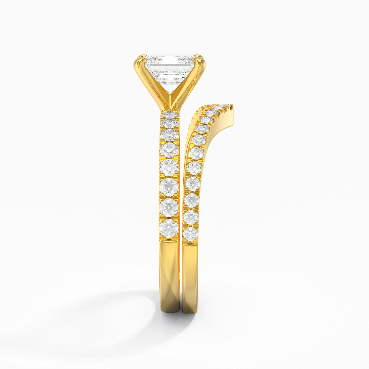 18K Yellow Gold Plated Dainty Wedding Ring Set