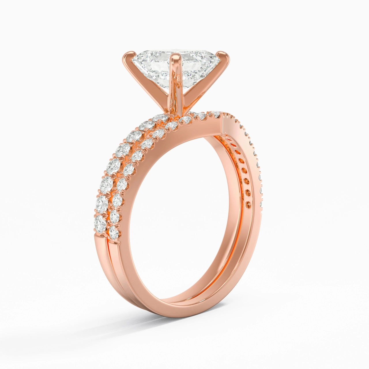 18K Rose Gold Plated Dainty Wedding Ring Set
