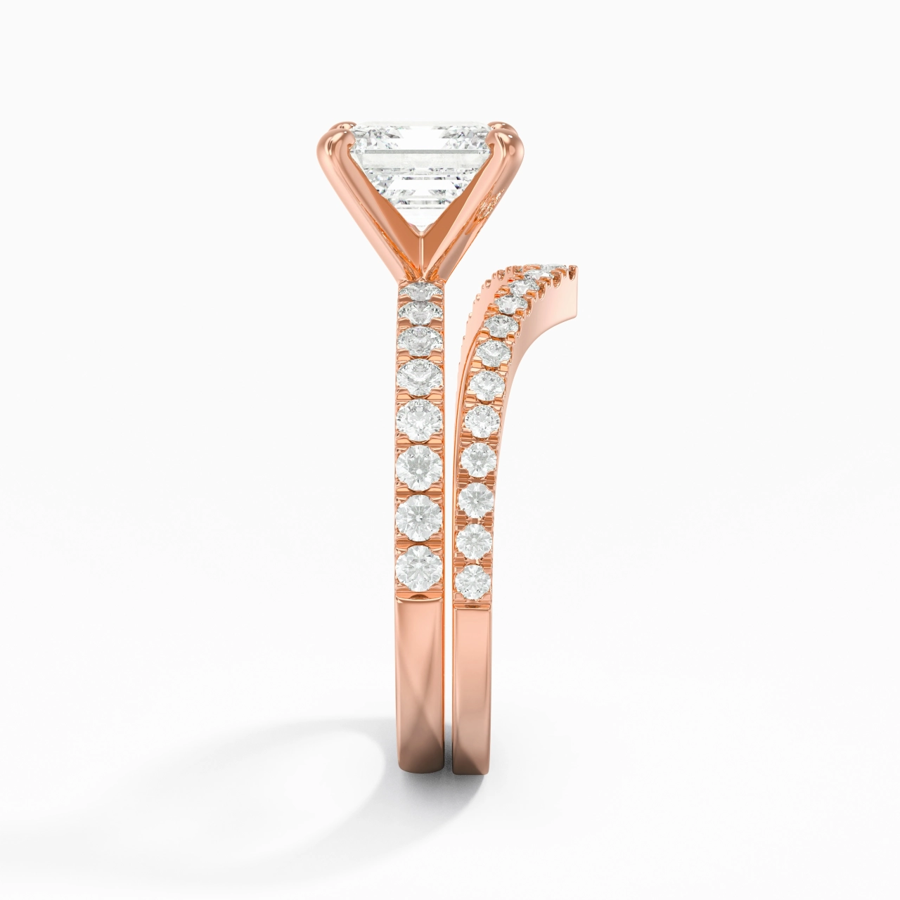 18K Rose Gold Plated Dainty Wedding Ring Set