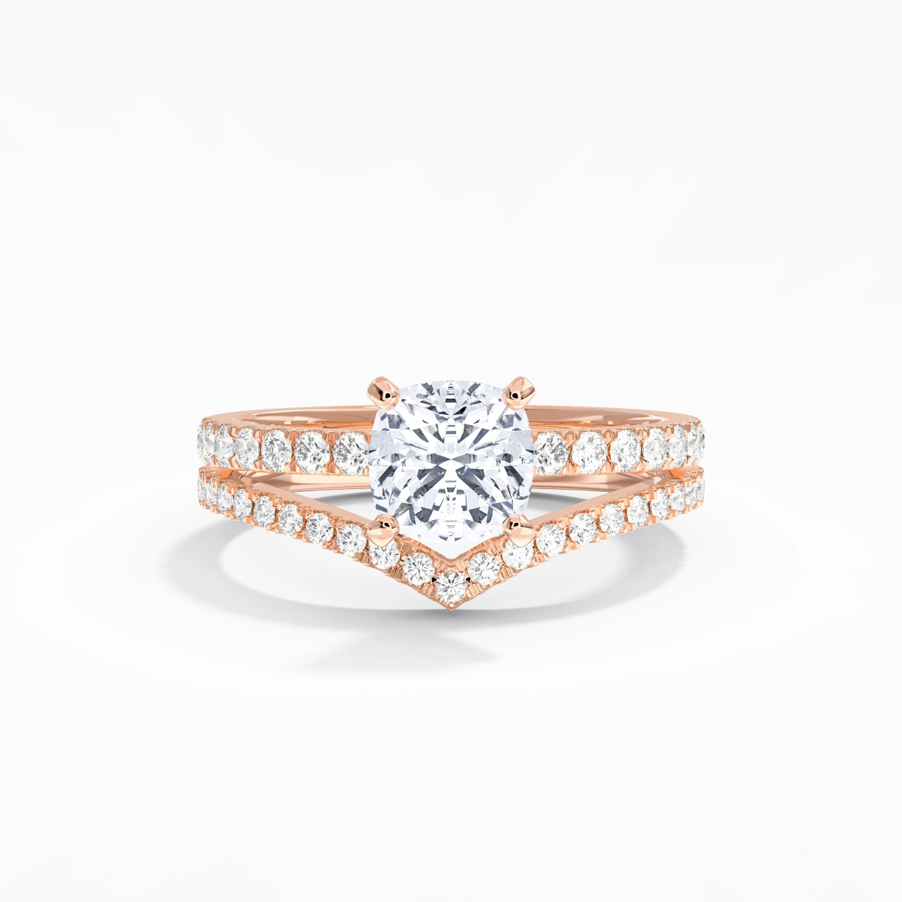 18K Rose Gold Plated Dainty Wedding Ring Set