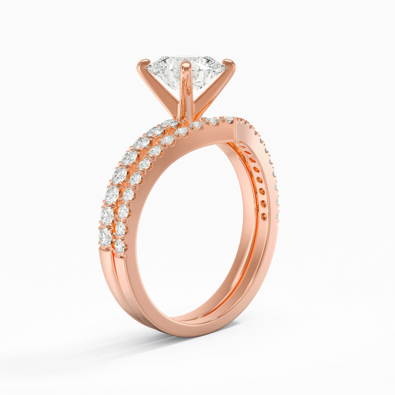 18K Rose Gold Plated Dainty Wedding Ring Set