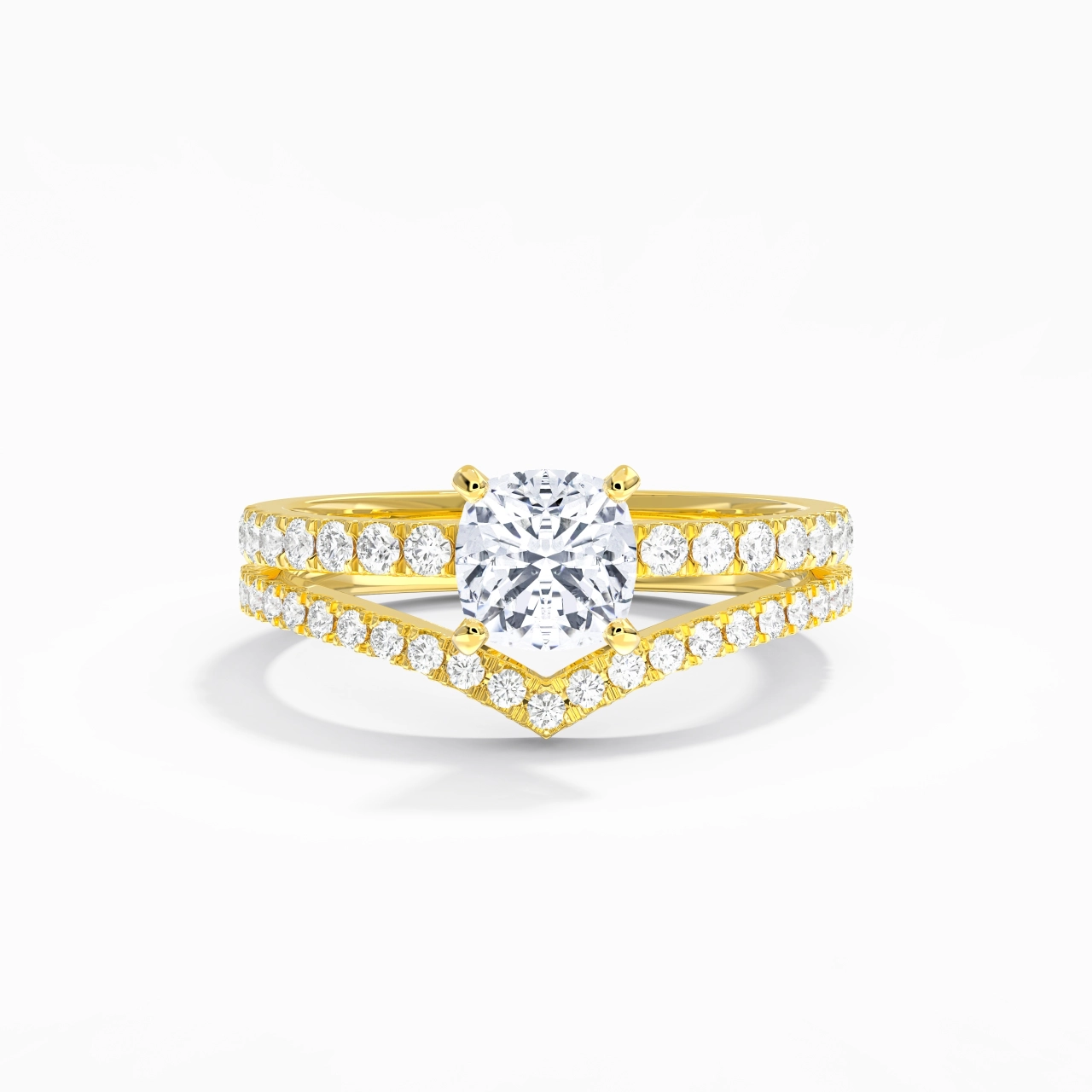 18K Yellow Gold Plated Dainty Wedding Ring Set
