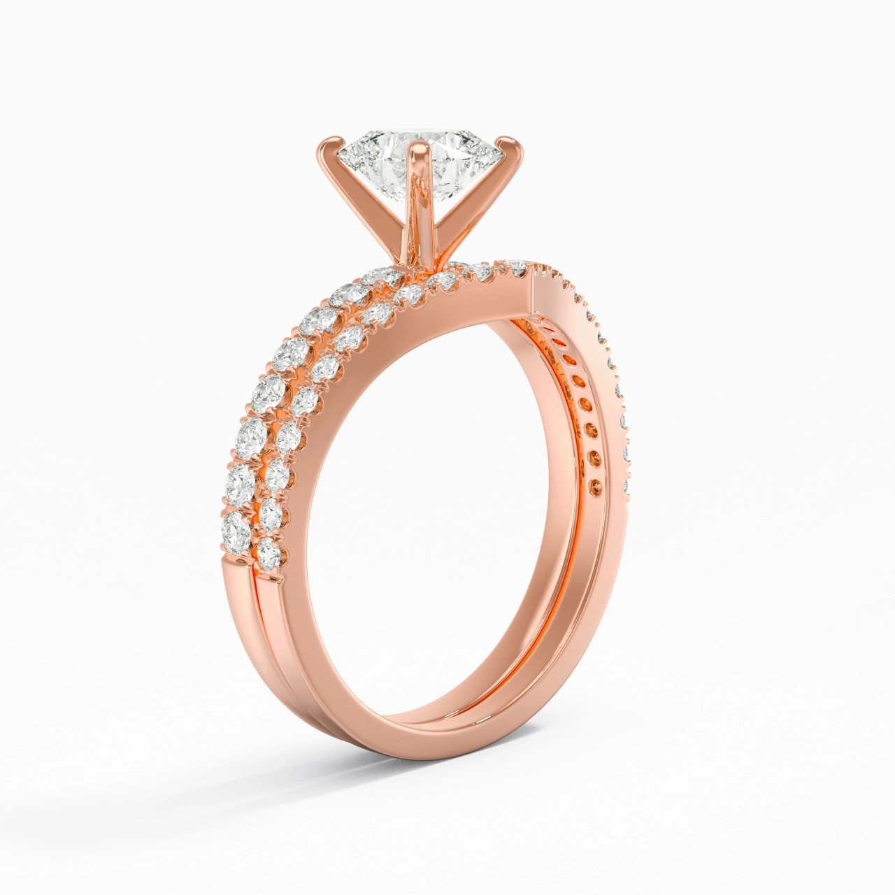 18K Rose Gold Plated Dainty Wedding Ring Set