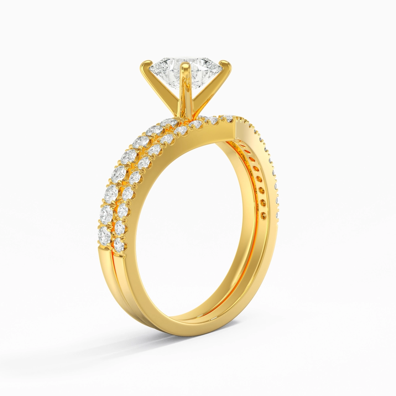 18K Yellow Gold Plated Dainty Wedding Ring Set