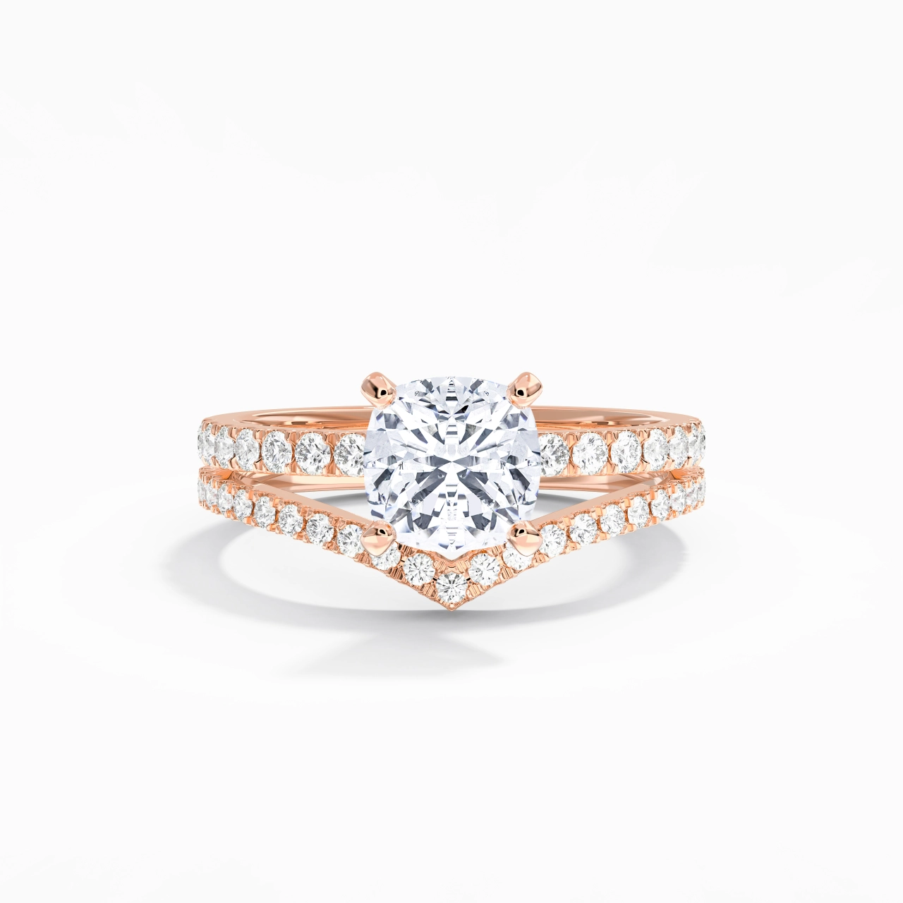 18K Rose Gold Plated Dainty Wedding Ring Set
