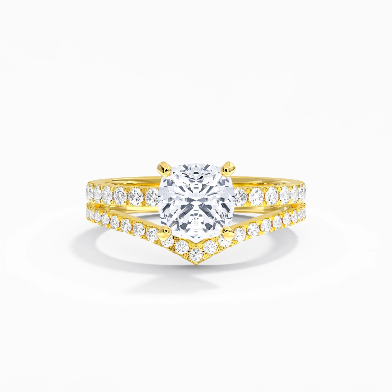 18K Yellow Gold Plated Dainty Wedding Ring Set