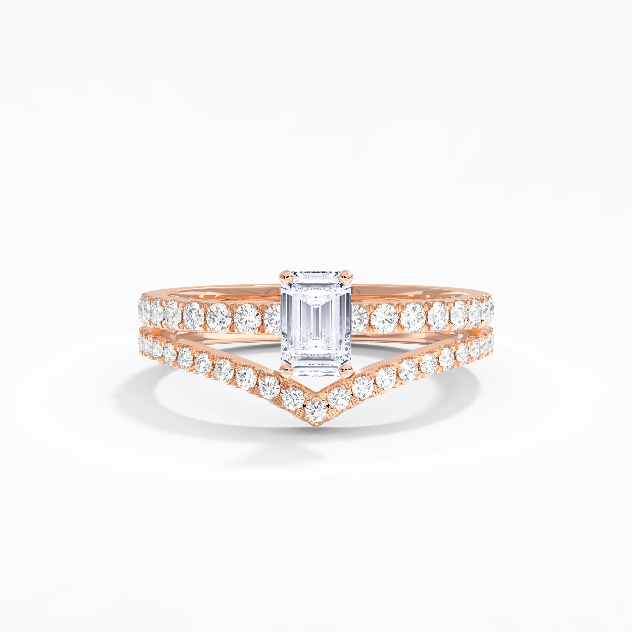 18K Rose Gold Plated Dainty Wedding Ring Set