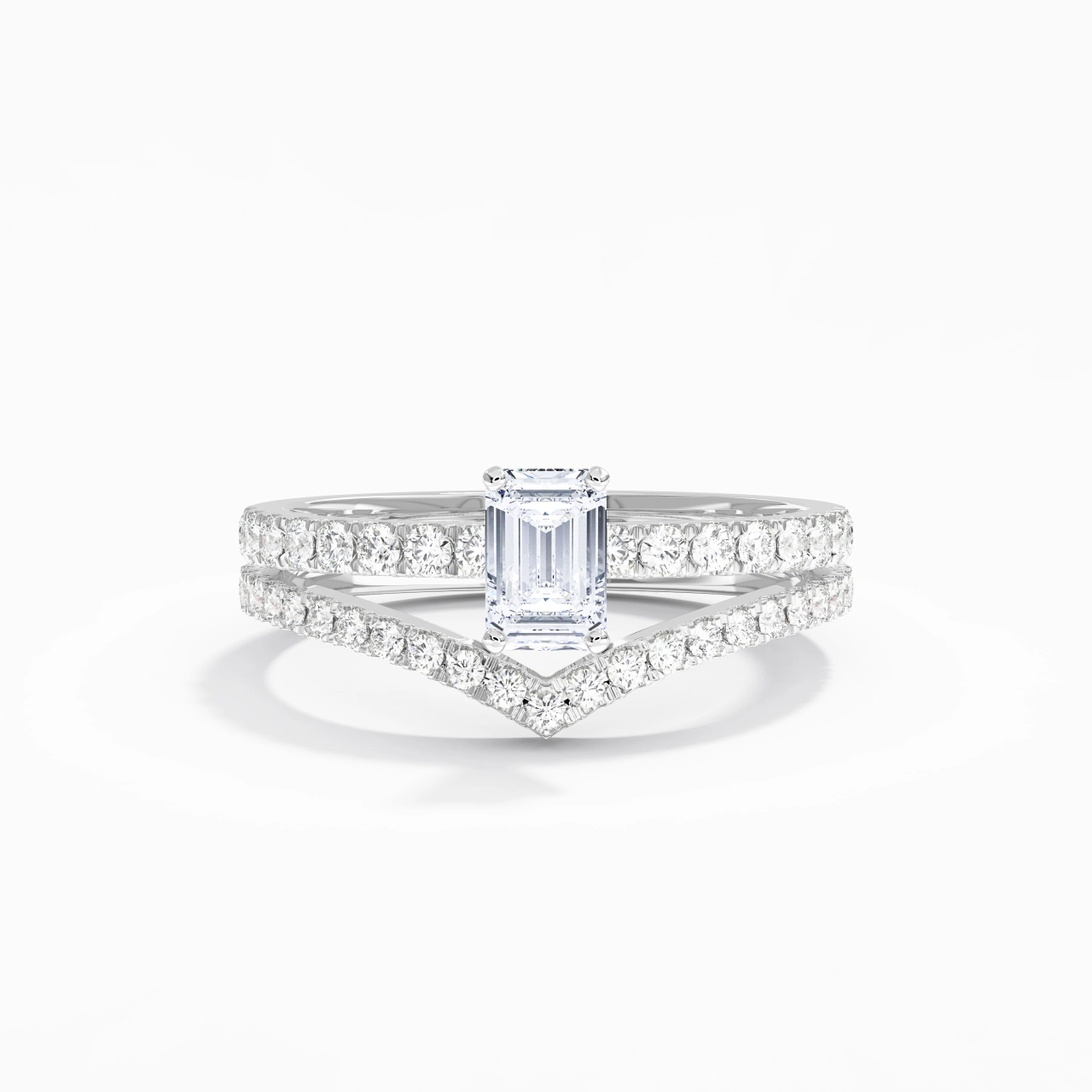 White Gold Plated Dainty Wedding Ring Set