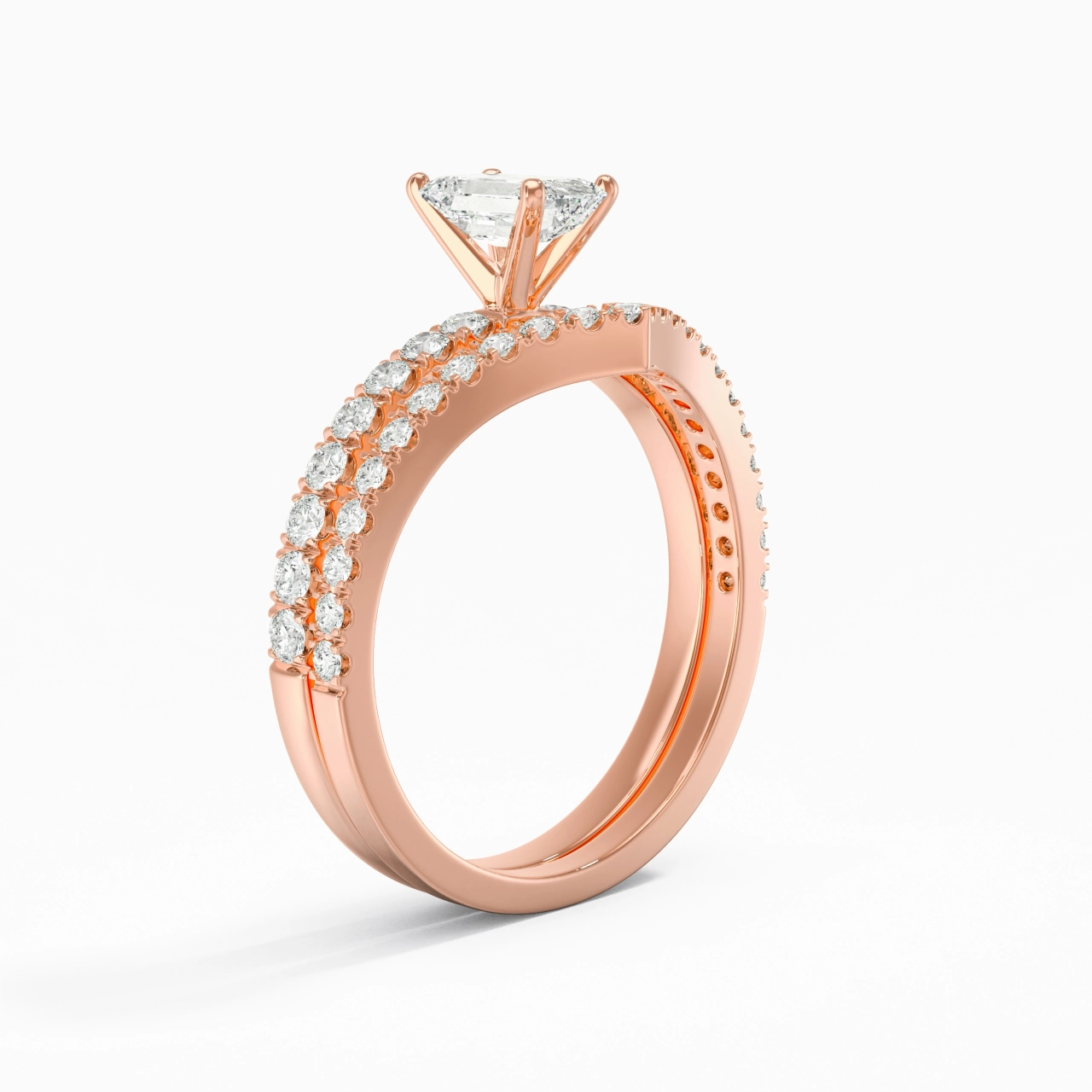 18K Rose Gold Plated Dainty Wedding Ring Set