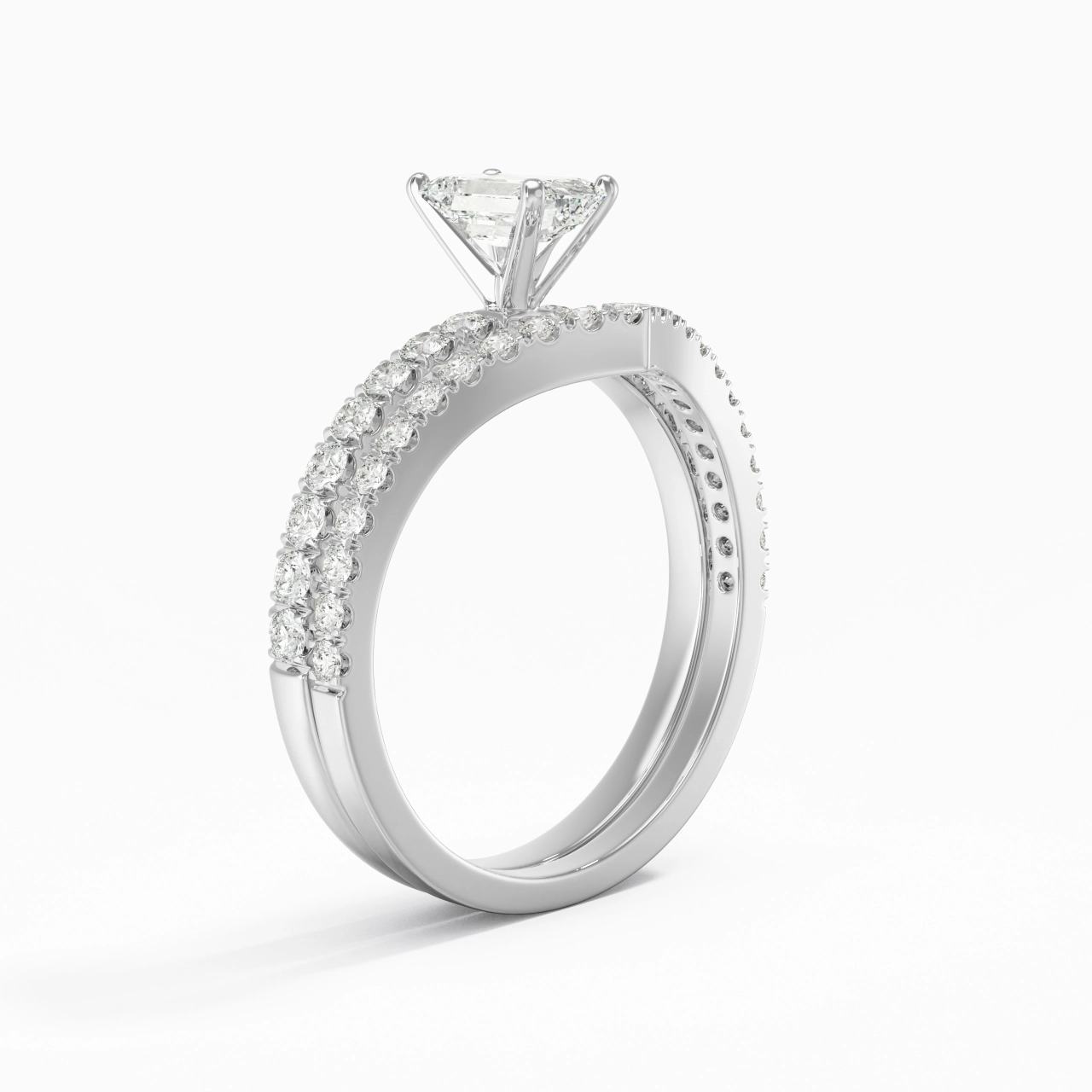 White Gold Plated Dainty Wedding Ring Set