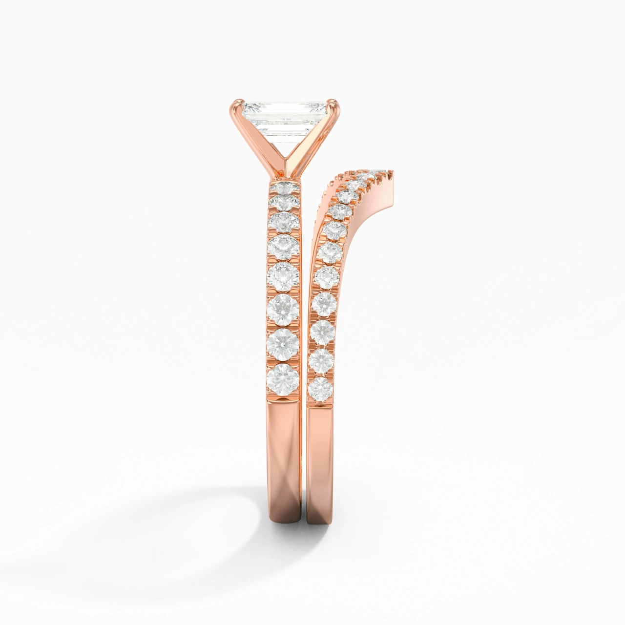 18K Rose Gold Plated Dainty Wedding Ring Set