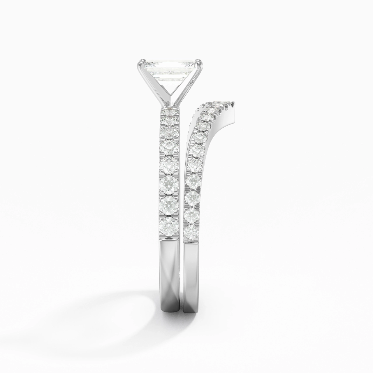 White Gold Plated Dainty Wedding Ring Set