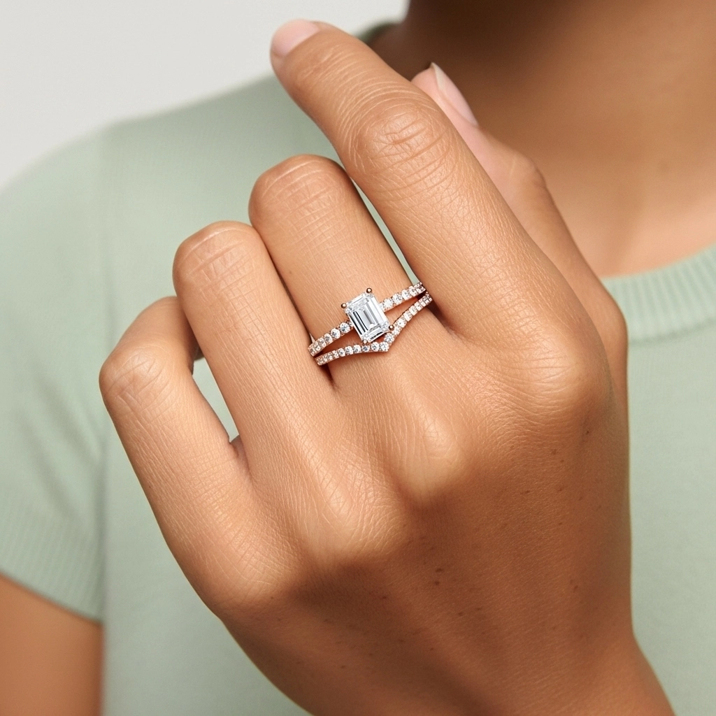 Or rose 18 carats Plaqué Délicat Ensemble d'alliances