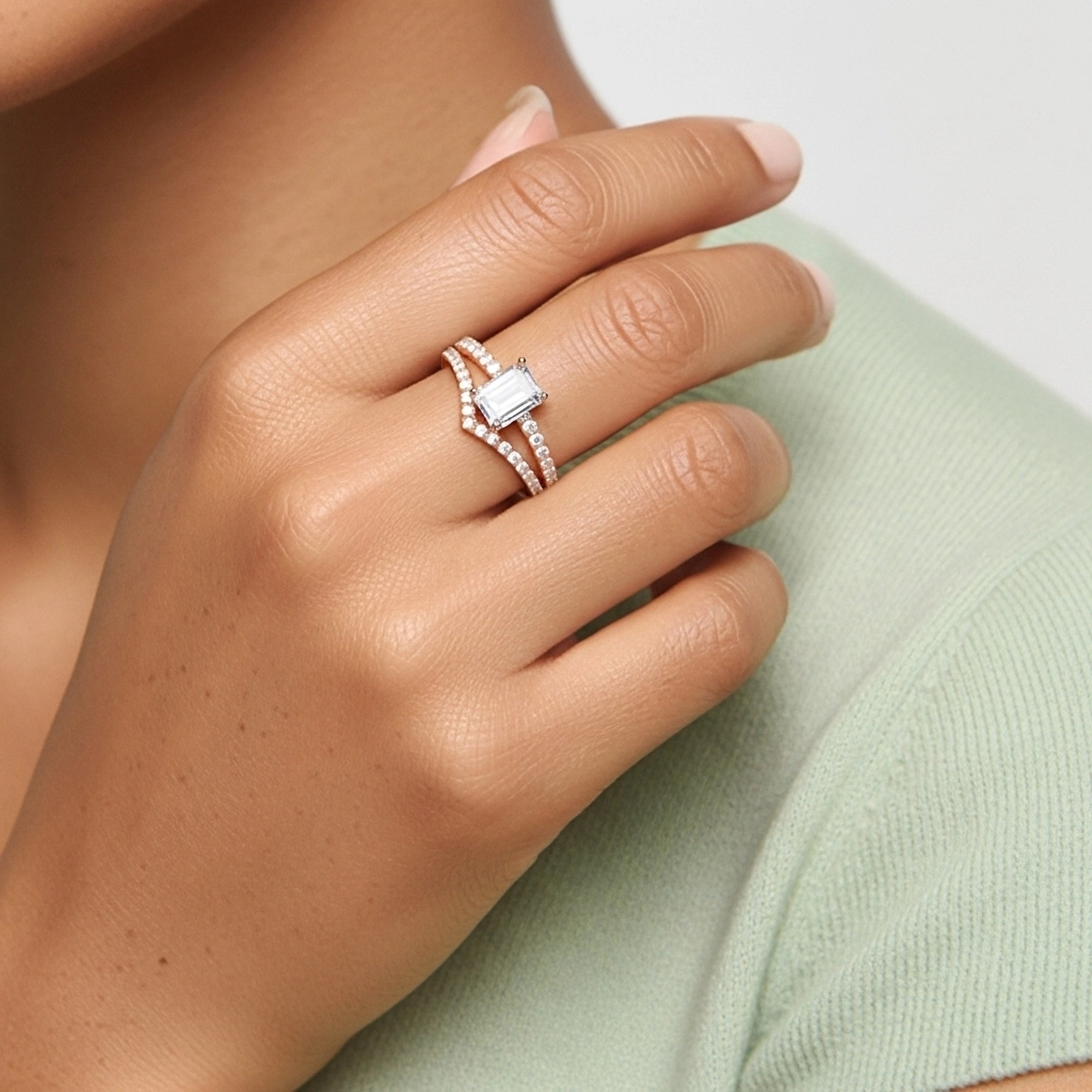 Or rose 18 carats Plaqué Délicat Ensemble d'alliances