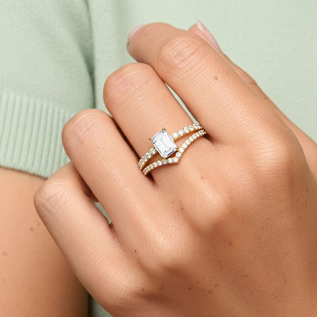 Plated Dainty Wedding Ring Set