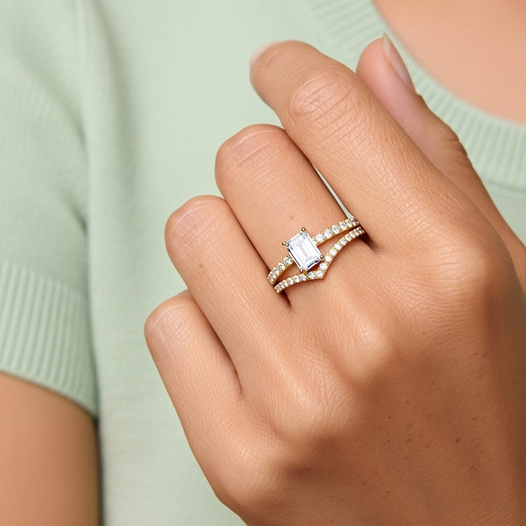 Plated Dainty Wedding Ring Set