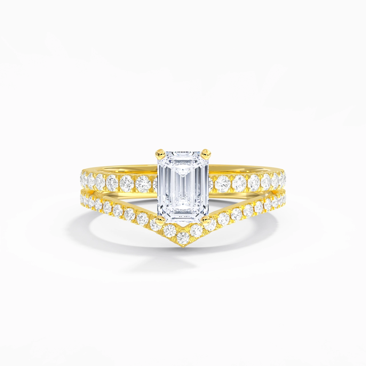 18K Yellow Gold Plated Dainty Wedding Ring Set