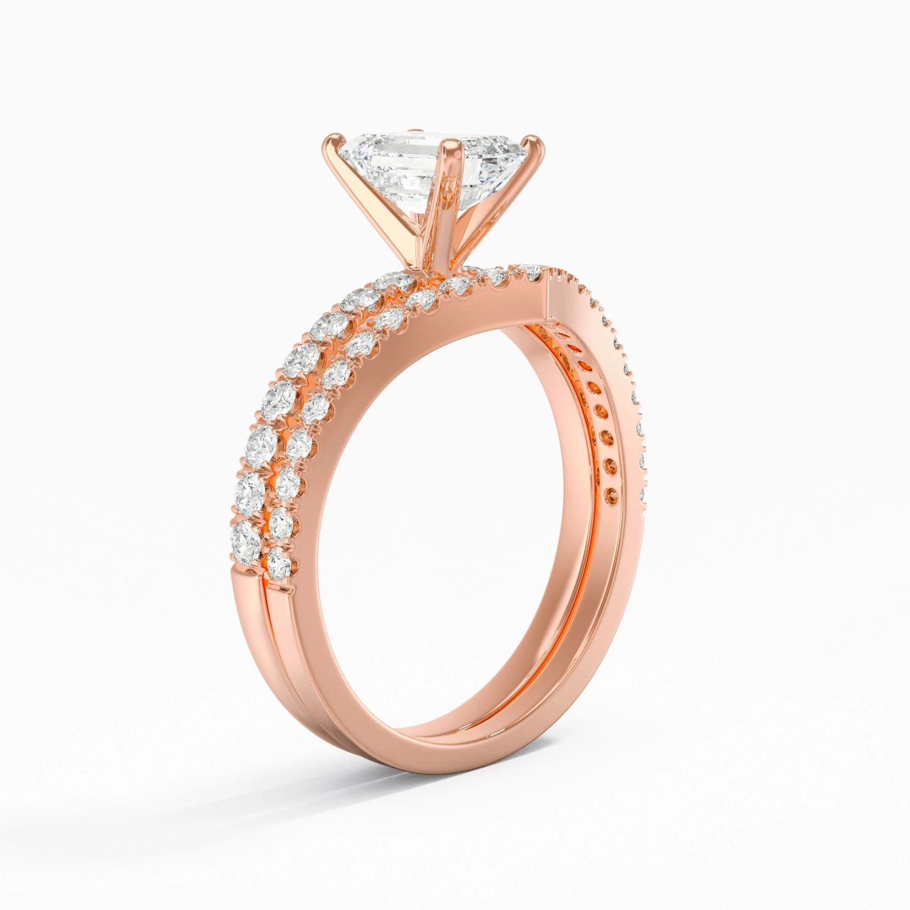 18K Rose Gold Plated Dainty Wedding Ring Set