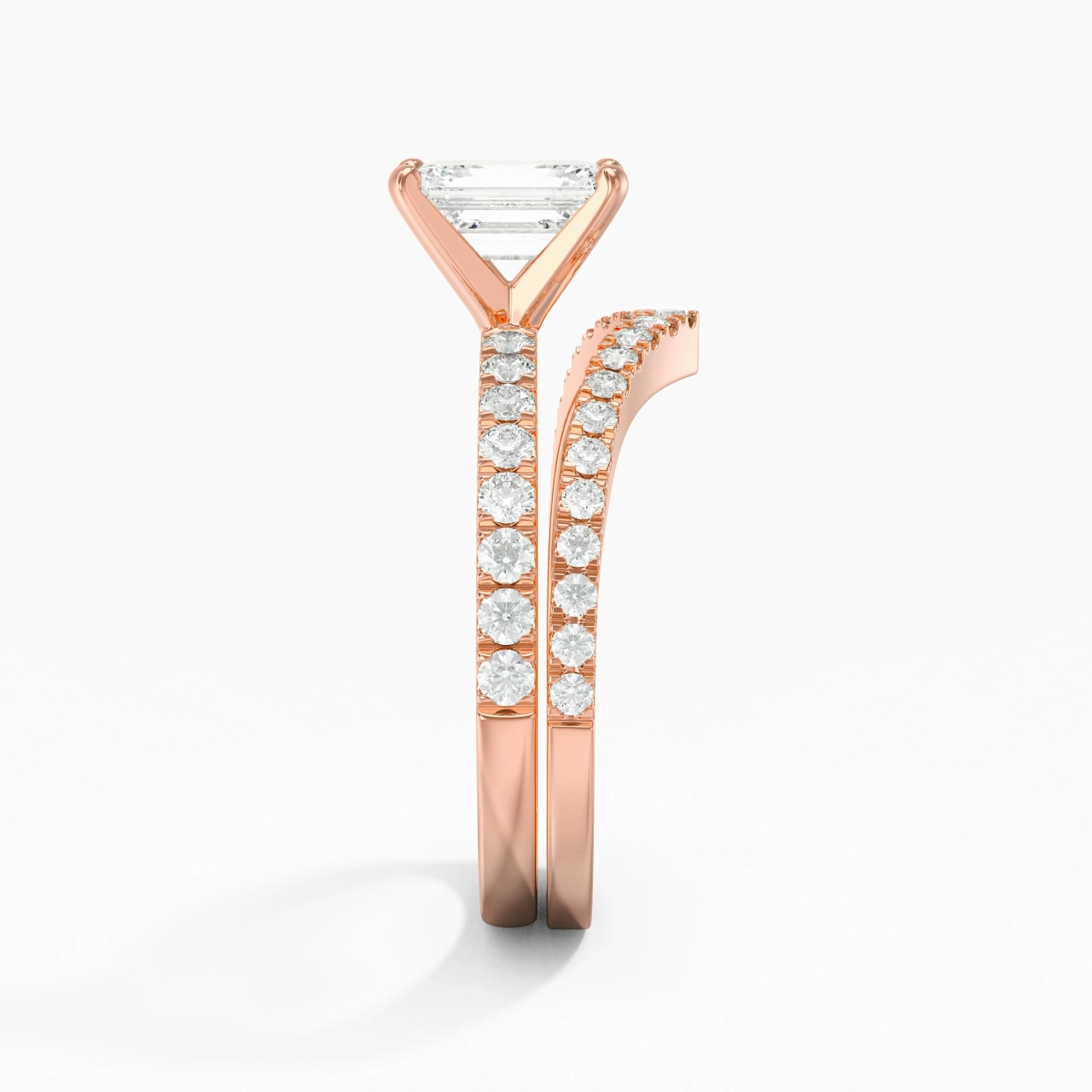 18K Rose Gold Plated Dainty Wedding Ring Set