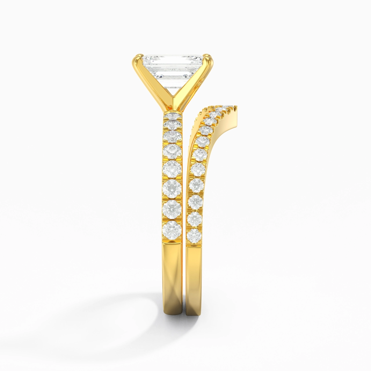 18K Yellow Gold Plated Dainty Wedding Ring Set