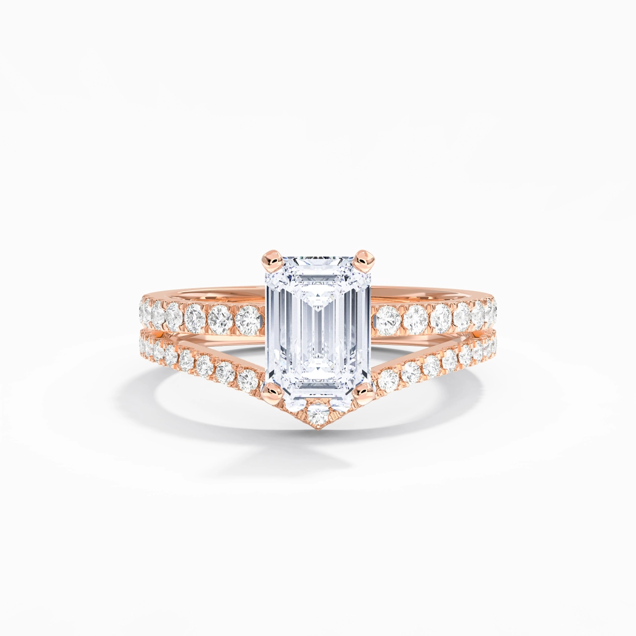 18K Rose Gold Plated Dainty Wedding Ring Set