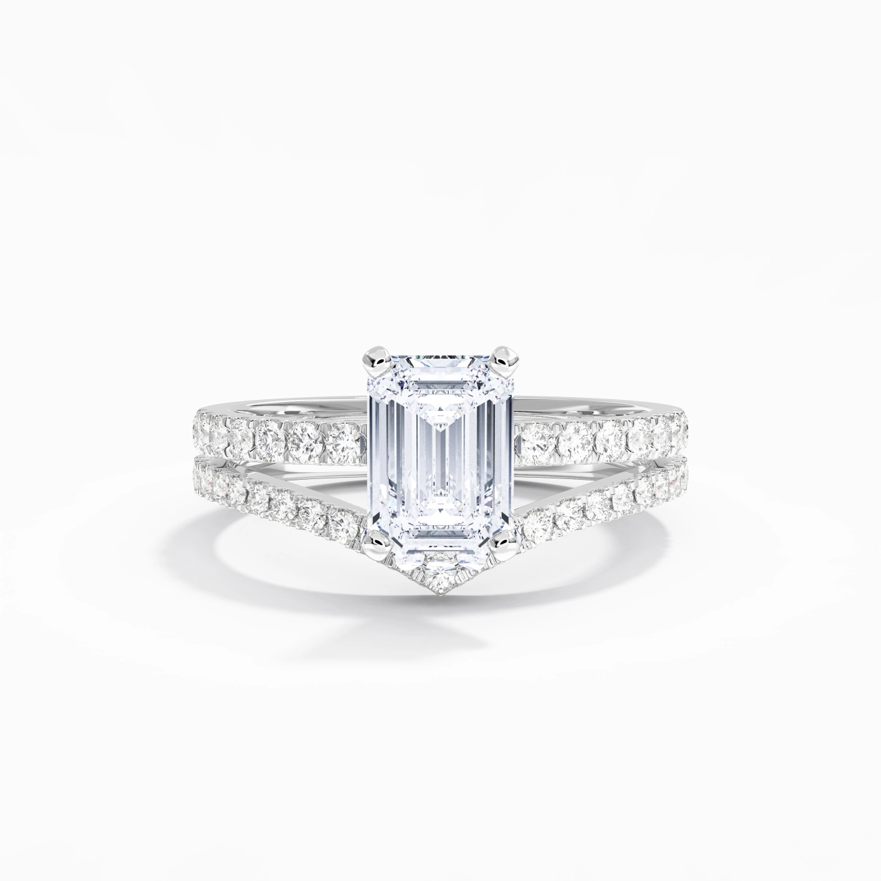 White Gold Plated Dainty Wedding Ring Set