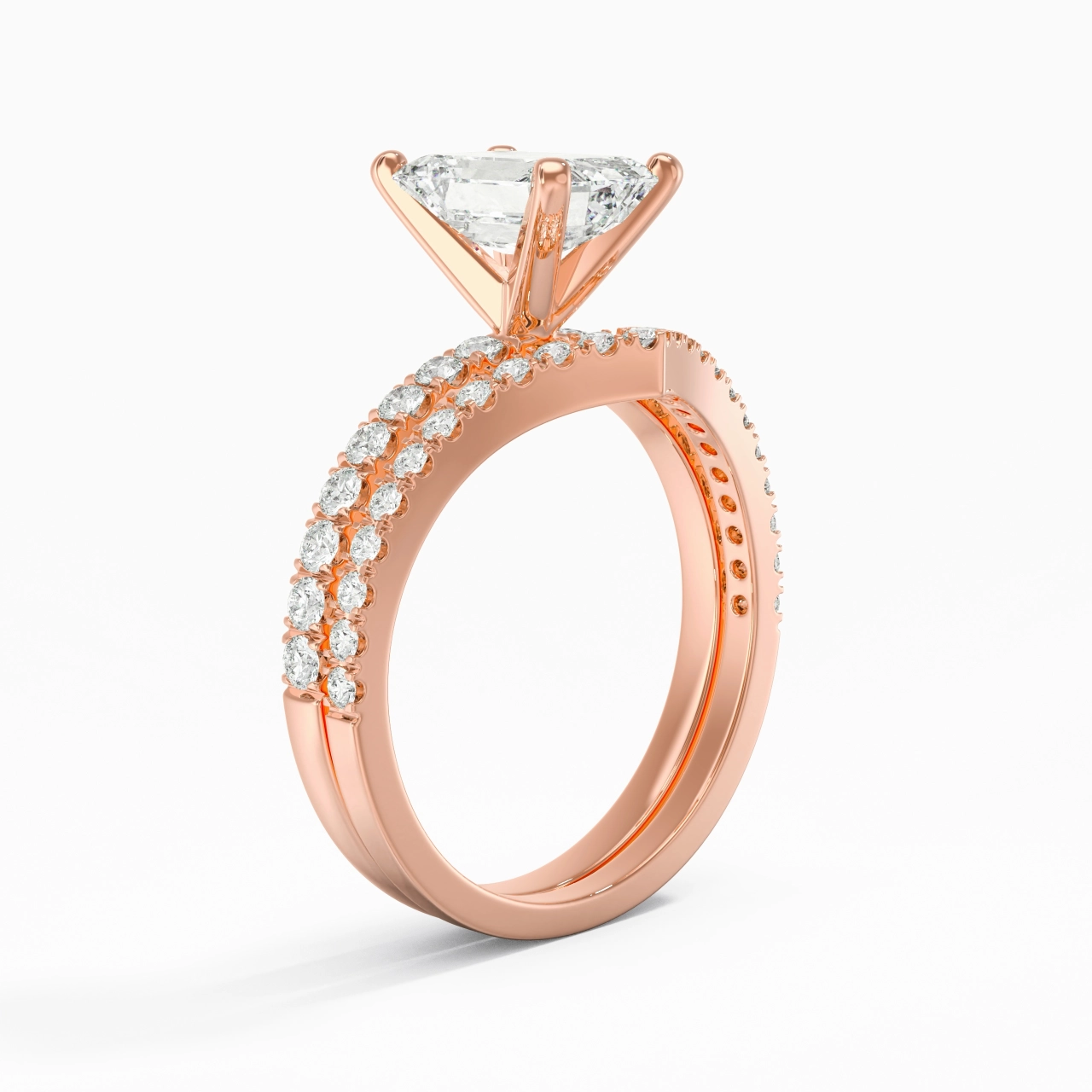 18K Rose Gold Plated Dainty Wedding Ring Set