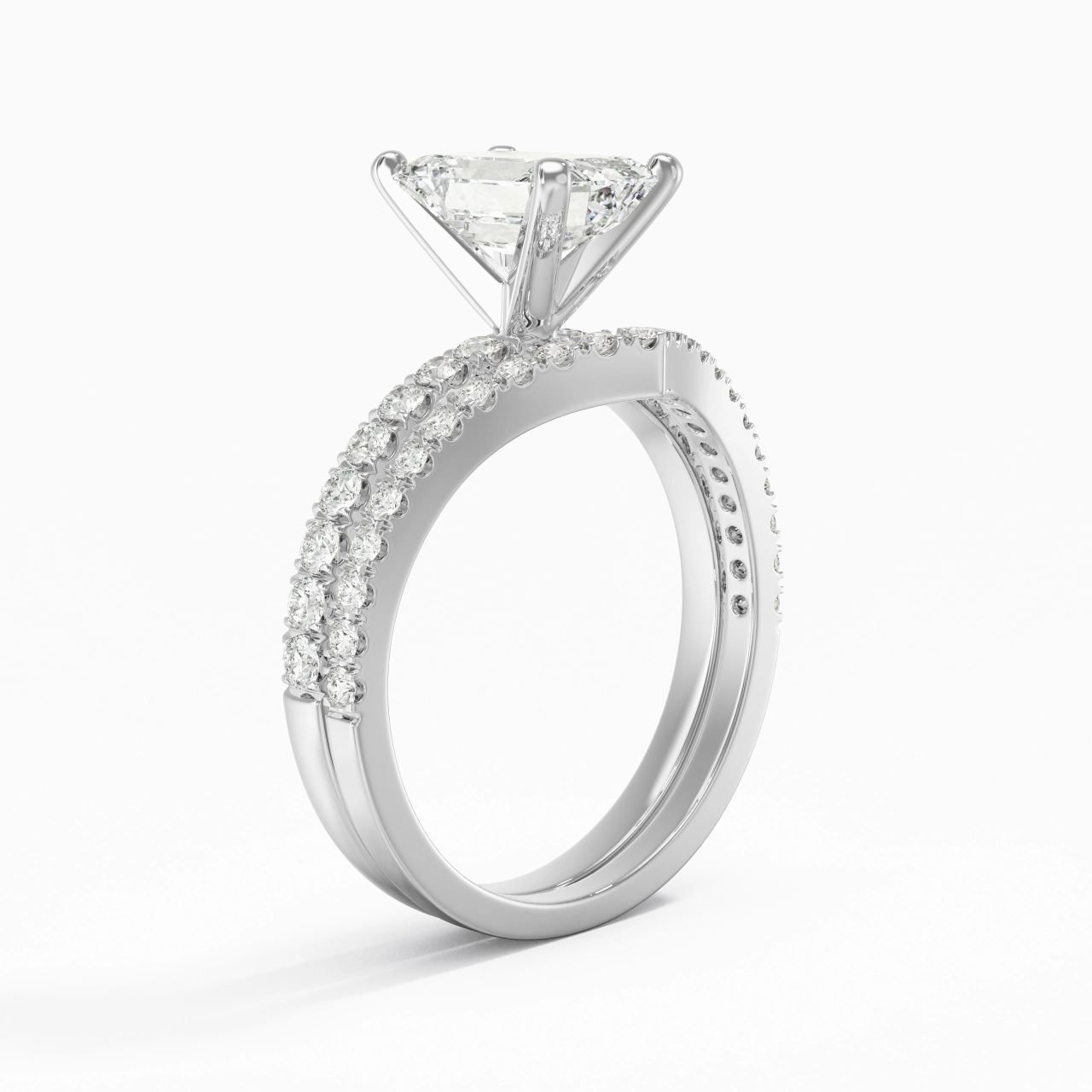 White Gold Plated Dainty Wedding Ring Set