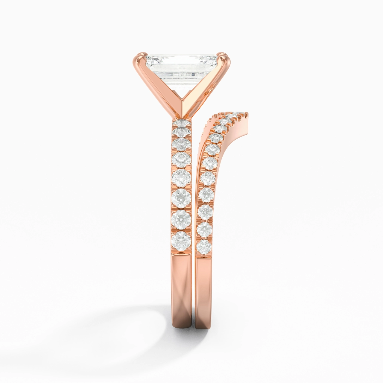 18K Rose Gold Plated Dainty Wedding Ring Set