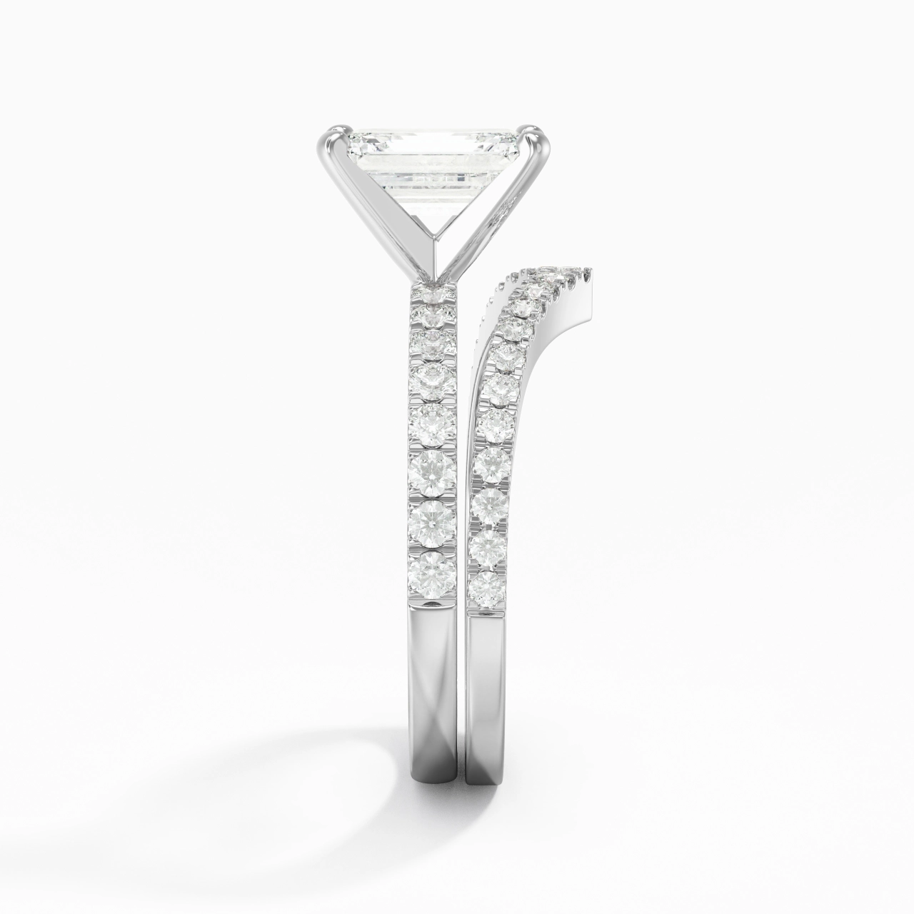 White Gold Plated Dainty Wedding Ring Set