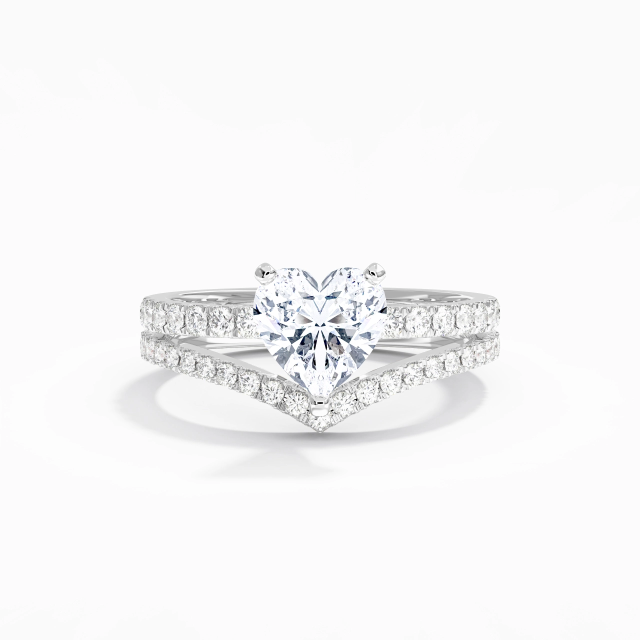 White Gold Plated Dainty Wedding Ring Set